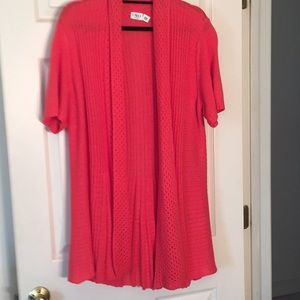 short sleeve cardigan orange color.